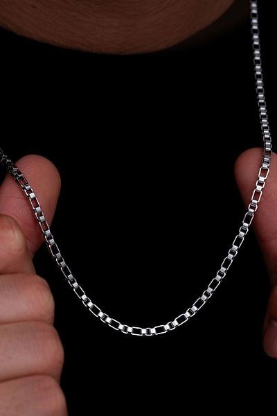 OSMANLI GÜMÜŞ Men's Steel Necklace 2 - Ring Patterned Model
