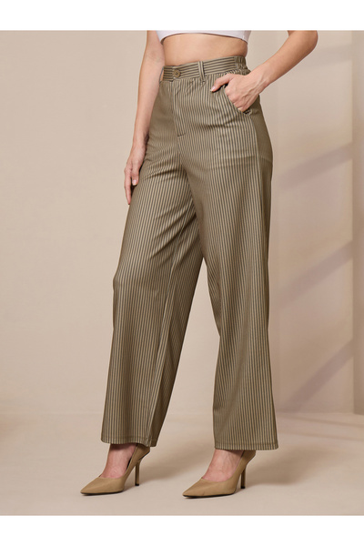 Sassafras By Styli Striped Straight Leg Trousers