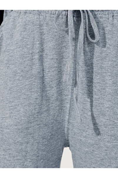 Styli Solid Elastic Waistband Wide Leg Joggers with Drawstring