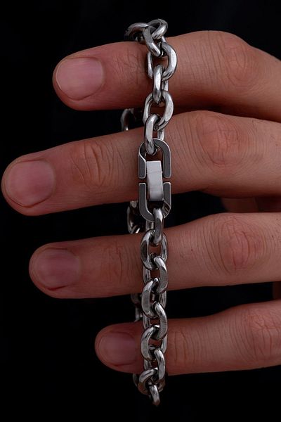OSMANLI GÜMÜŞ Men's Steel Bracelet - 9 mm Force Chain Steel Bracelet