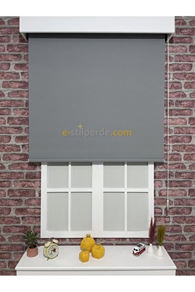 IŞILTI Perde Sistemleri Lüks Stor Perde Gri ( Etek Dilimsiz )