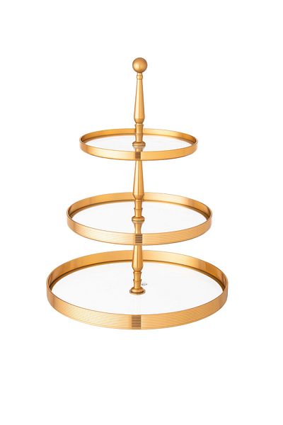 Dania A multi-use sweets holder stand made of 3 layers of glass with a golden frame