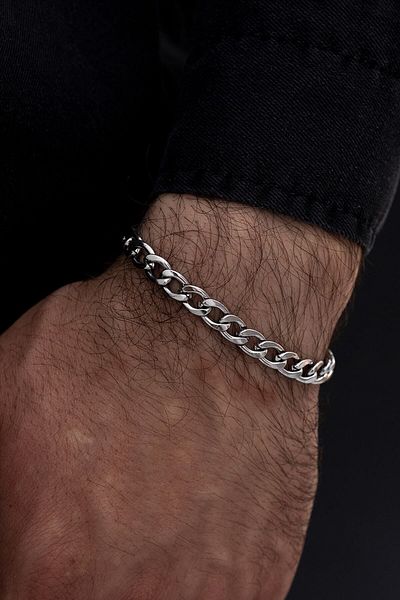 OSMANLI GÜMÜŞ Men's Gourmet Model Steel Bracelet - 7mm