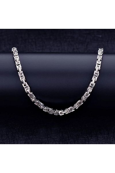 OSMANLI GÜMÜŞ Men's Steel King Chain Necklace Medium Thickness 5 mm