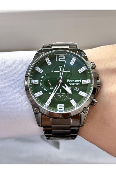 Ferrucci Men's Functions Active Steel Band Wrist Watch