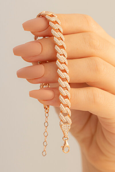 OSMANLI GÜMÜŞ Kadın Gümüş Bileklik - Zirkon Taşlı Rose Gurmet Model Gümüş Bil...