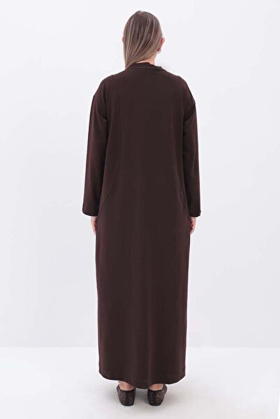 ALLDAY Bitter Brown-Pocketed Judge Collar Plus Size Ferace