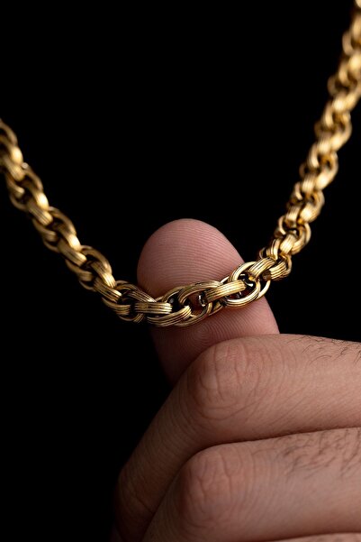 Otto Man Steel Jewelry Erkek Çelik Kolye 22 Ayar Gerçek Altın Kaplama Sarmal ...