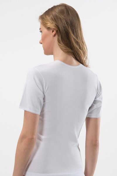 TÜREN Women's Lace Detailed Short Sleeve Camisole Cotton Undershirt 222/White