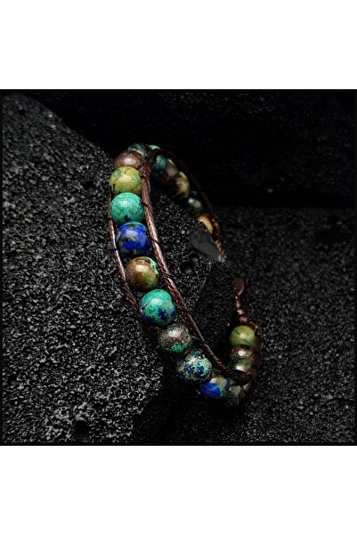 Seven Art Jewelry Doğal Taş Bileklik, Azurit Taşı Bileklik, Bohem Bileklik, Erkek Bileklik, Kadın Bileklik