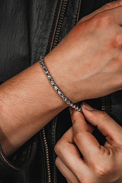 OSMANLI GÜMÜŞ Erkek Çelik Bileklik - Pullu Model Çelik Bileklik