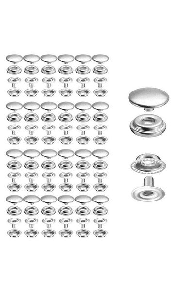 BGM TEKS 15mm Stainless Large Studs - Nickel/Silver Color, 100 Pcs
