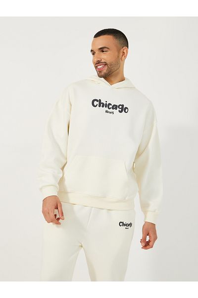 Styli Chicago Print Oversized Hoodie & Open Hem Joggers Co-Ords