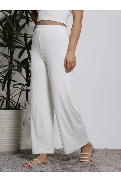 Sera By Styli Mid Rise Wide Leg Pants with Elastic Waistband