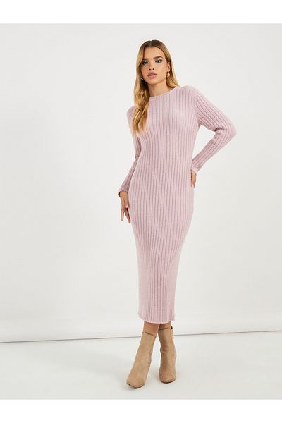 Styli Knitted Sweater Maxi Dress with Long Sleeves