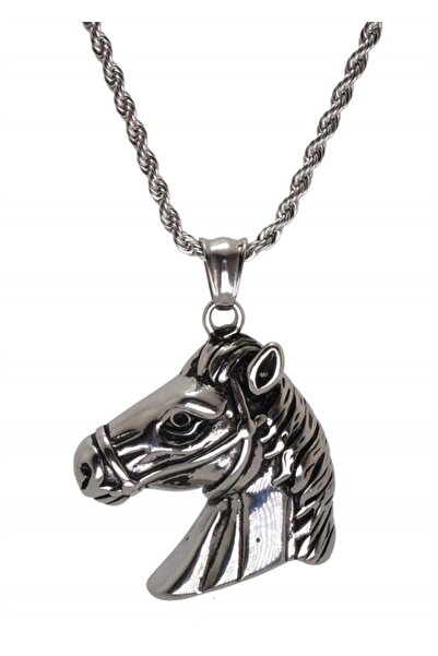 OSMANLI GÜMÜŞ Horse Head Steel Men's Necklace Chain Silver Color
