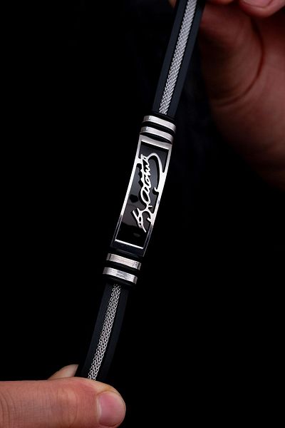 OSMANLI GÜMÜŞ Mustafa Kemal Atatürk Signed Men's Rubber Bracelet
