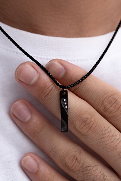 Otto Man Steel Jewelry Zirkon Taşlı İnce Kibar Erkek Çelik Kolye Gümüş Renk Ş...