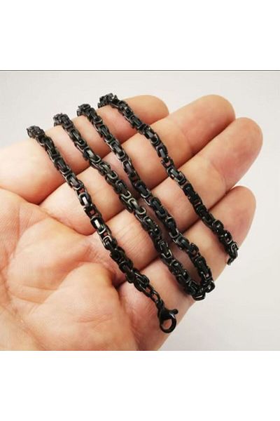 OSMANLI GÜMÜŞ 6 Mm Thick King Steel Men's Necklace Chain Black Model
