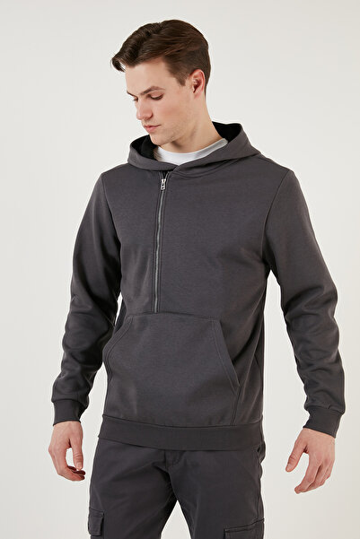 Buratti Καγκουρό τσέπη με φερμουάρ γιακά με κουκούλα Slim Fit Sweat Ανδρική φούτερ 575707