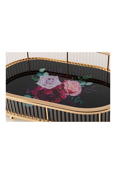 Dania Printed Serving Tray Black/Gold 39 x 25 x 7cm