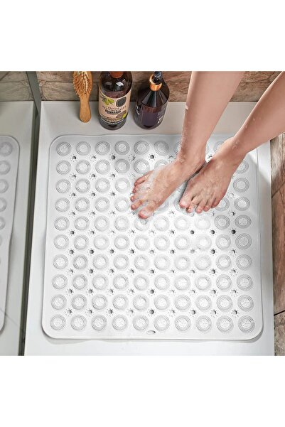 MAİN SHOP 2 Pieces Square Massage Suction Cup Adhesive Silicone Bathroom & Shower Anti-Slip & Bathtub Mat 54X54 cm M-150