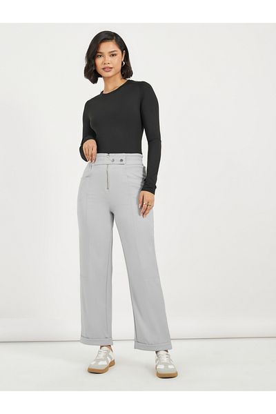 Styli Elastic High Rise Cropped Design pants