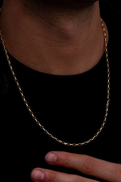 OSMANLI GÜMÜŞ Erkek Çelik Kolye - Altın Kaplama Halka Model Paslanmaz Çelik K...