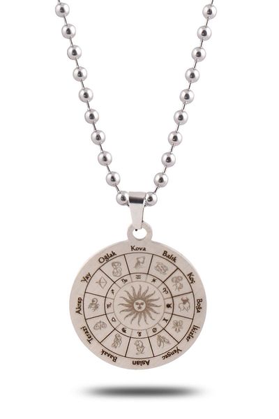 OSMANLI GÜMÜŞ Taurus Necklace Women Men Steel Pendant Ball Chain GKLBOGABURC-GMS