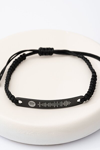 OSMANLI GÜMÜŞ Spotify Women's Steel Bracelet Black Rectangle Model