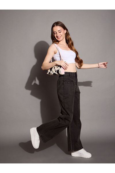 Sassafras By Styli High Rise Front Pocket Straight Fit Jeans