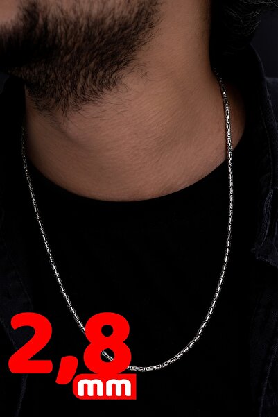 OSMANLI GÜMÜŞ 2.8mm Yuvarlak Kral Model 925 Ayar Erkek Gümüş Kolye Zincir 246266144