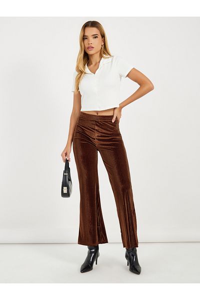 Styli Velvet Look Flared Pants