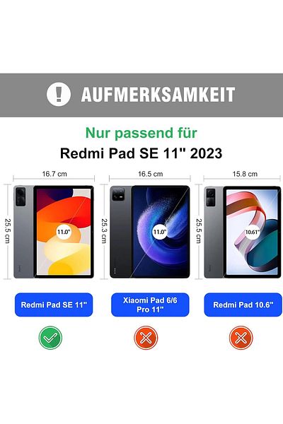 m.tk moveteck حافظة Xiaomi Redmi Pad SE مقاس 11 بوصة متوافقة مع تقنية البلوتوث مع حامل وحجرة قلم ولوحة مفاتيح مغناطيسية