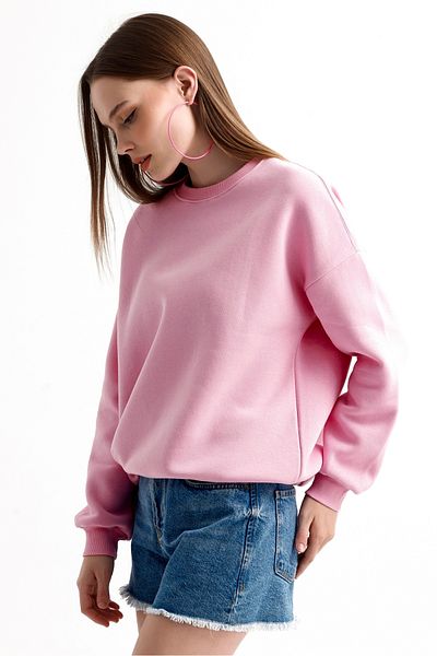 MD trend Hanorac oversize de bază pentru damă, cu decolteu, cu fleece în interior
