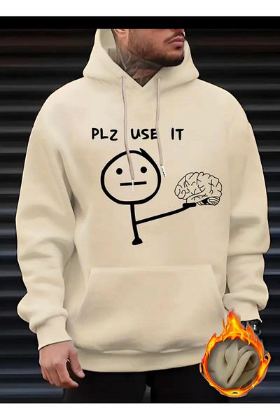 Medinenur PLZ USE IT Φούτερ με στάμπα με κουκούλα