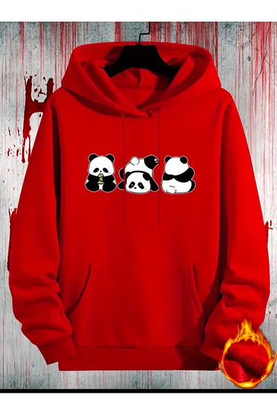 Medinenur Cute Pandas Printed Hooded Sweatshirt
