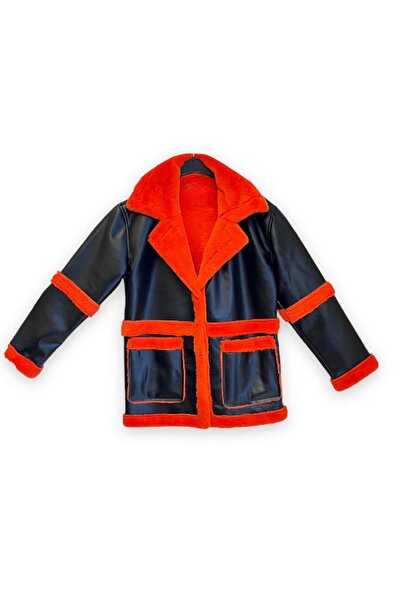 Atelier Bik Palton din piele de damă cu blană portocalie