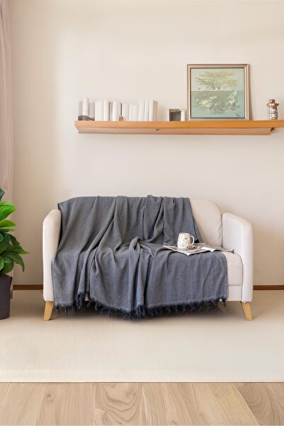 Koza Mix towel مفرش أريكة منقوش على الوجهين - شال أنثراسايت / رمادي 180 × 220 سم