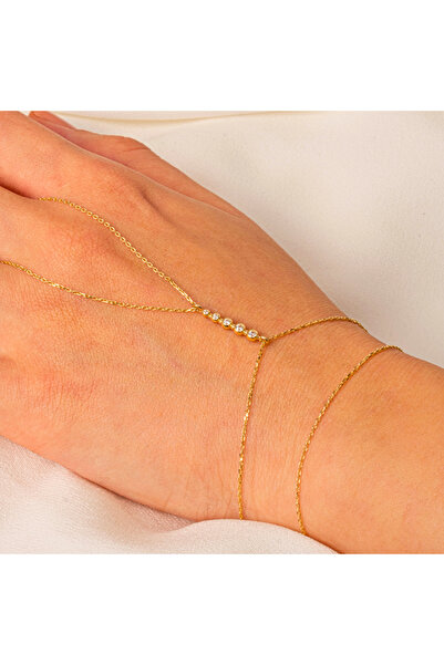 FasekGold Altın Şahmeran - 14 Ayar Altın Sıra Taşlı Modern Tasarım Şahmeran