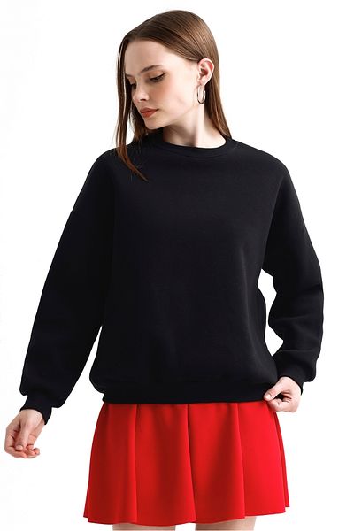 MD trend Дамски суитшърт с кръгло деколте, полар, голям размер