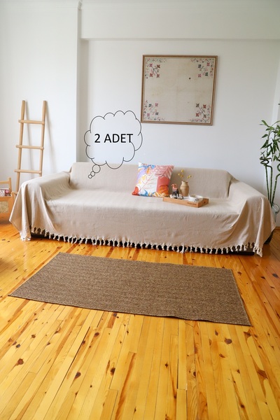 Koza Mix towel 2'li Kolları Örten Koltuk Örtüsü 180x300 Battal Boy Bej