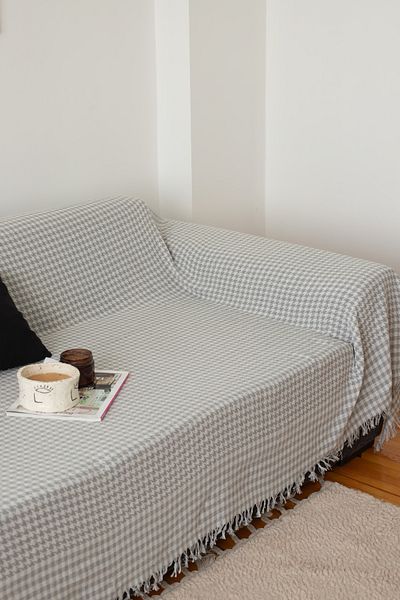 Koza Mix towel Grey Knitted Houndstooth Oversized Sofa, Sofa, Sofa Bed Cover 300X170 cm