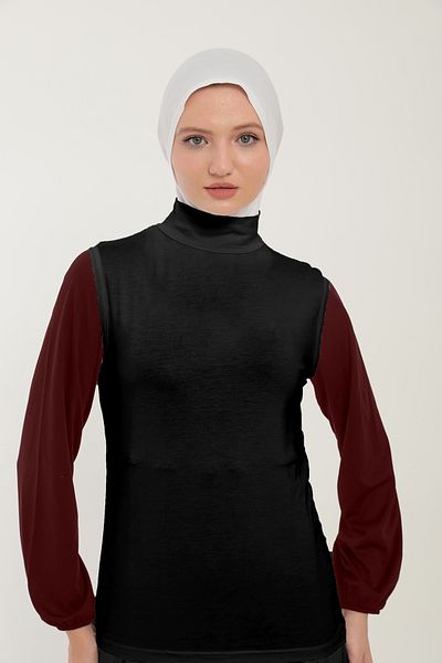 Sonbaharmoda Women's Zero Sleeve Half Turtleneck Combed Cotton Lycra Bodysuit