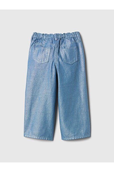 GAP Kız Bebek Mavi Parlak Wide Leg Jean Pantolon