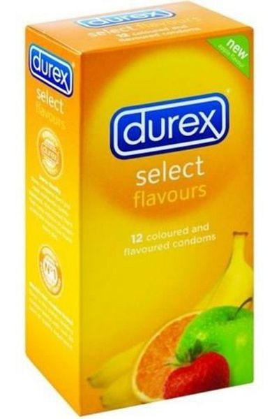 Durex واقيات ذكرية ملونة بنكهة دوريكس للرجال (فراولة، موز، برتقال، تفاح) - 12 قطعة
