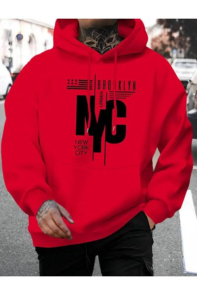 Medinenur Суичър с качулка с щампа Nyc