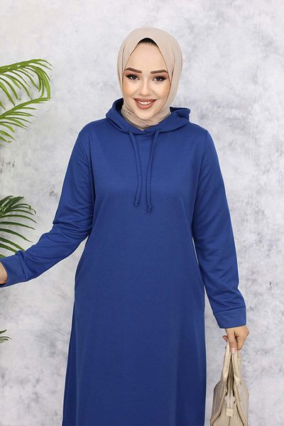benguen 5042 Μοντέλο Indigo Basic Φόρεμα με κουκούλα