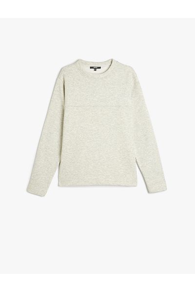 Koton Βαμβακερό φούτερ Basic Crew Neck με λεπτομέρεια ραφής