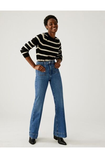 Marks & Spencer Yüksek Bel Flared Fit Jean Pantolon
